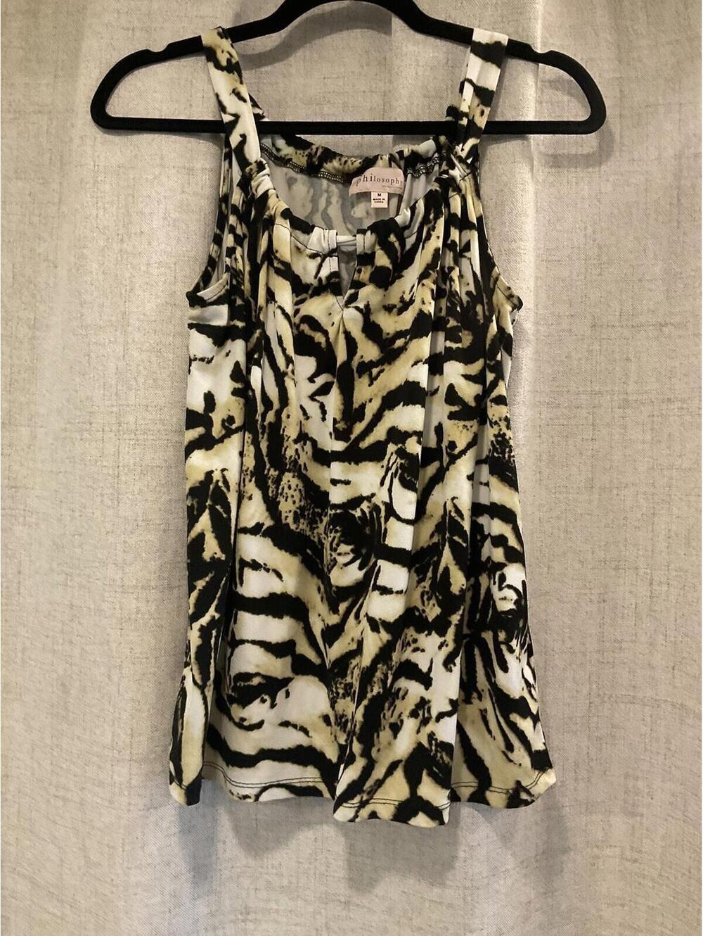 Philosophy Republic Womens Sleeveless Abstract Animal Print Blouse Size M